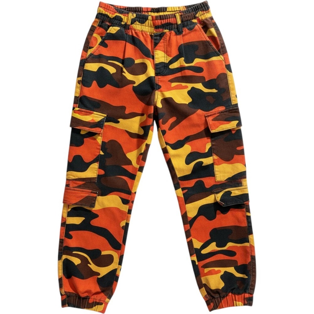 VIP Orange Camo Cargo Jogger Pants Multi Color‎ Streetwear 5/27 2-90704AMOG-SB